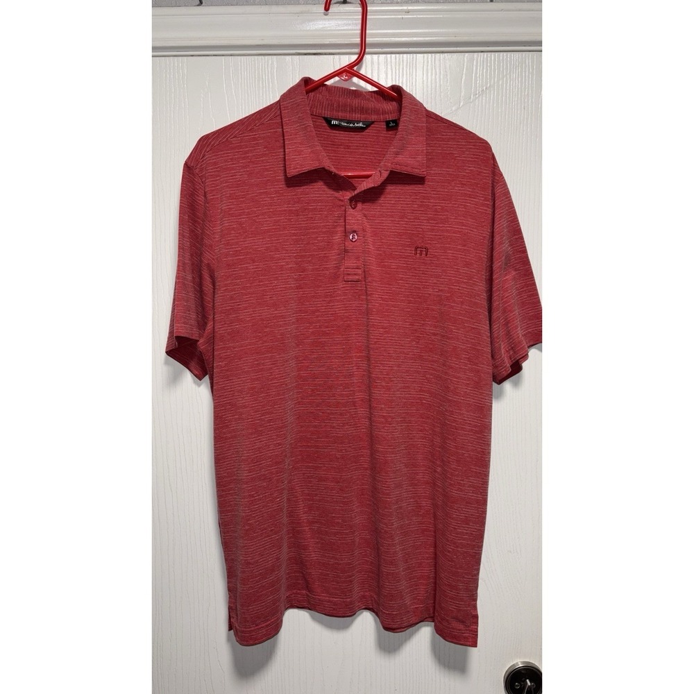 Travis Mathew Mens Large Red Heathered Performance Golf Polo Short Sleeve Shirt